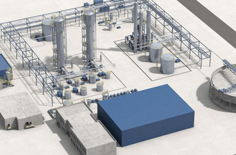 3D layout of prototyp plant for dry slag granulation