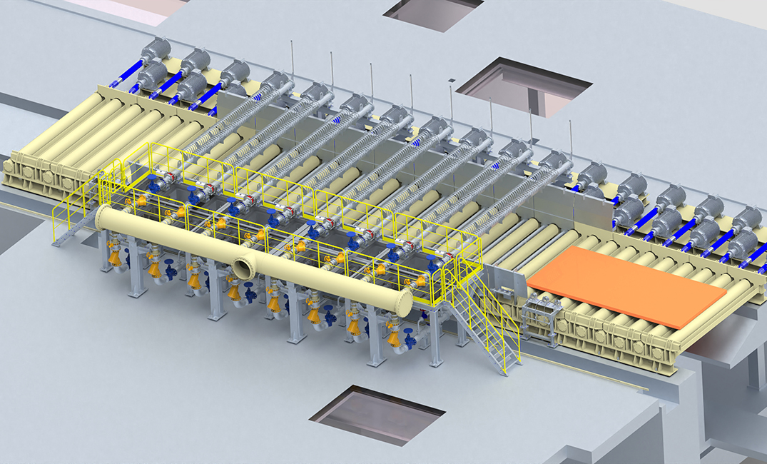 Imagem 3D da unidade de resfriamento intermediário da Primetals Technologies na Hyundai Steel.
