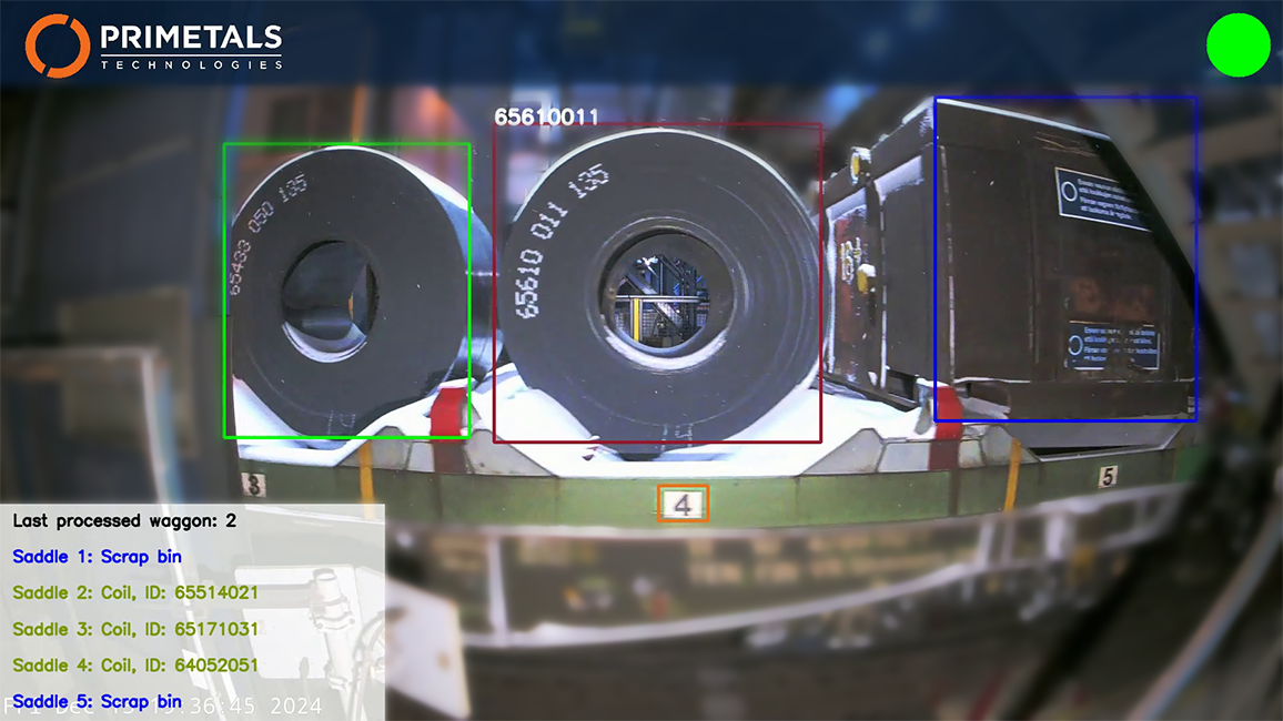 Coil ID detection at SSAB Hämeenlinna by the AI-backed assistant system from Primetals Technologies. 